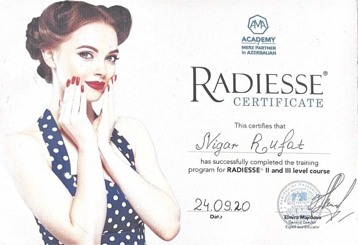 Radiesse (Merz Academy) – II və III səviyyə kursu – Dr. Nigar Rüfət